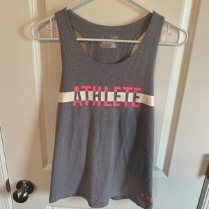 𝅺Rare Print Under Armour Gray Athlete Racerback Tank, Size YLG
